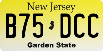 NJ license plate B75DCC