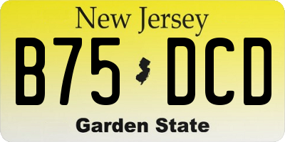 NJ license plate B75DCD