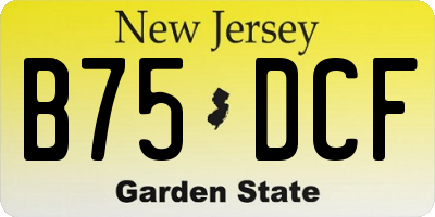 NJ license plate B75DCF