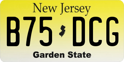 NJ license plate B75DCG