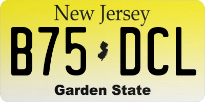 NJ license plate B75DCL