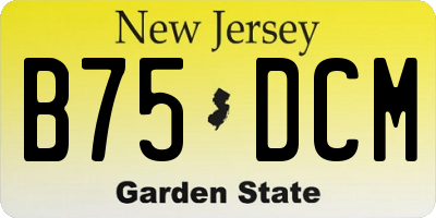 NJ license plate B75DCM