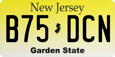 NJ license plate B75DCN