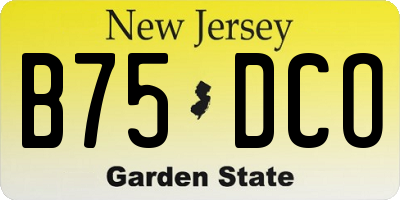 NJ license plate B75DCO