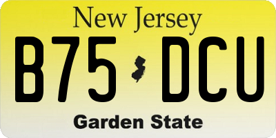NJ license plate B75DCU