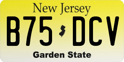 NJ license plate B75DCV