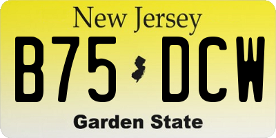 NJ license plate B75DCW