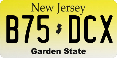 NJ license plate B75DCX