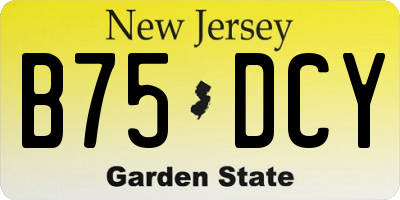 NJ license plate B75DCY