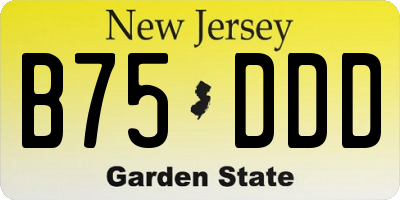 NJ license plate B75DDD