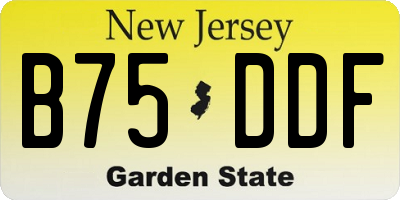 NJ license plate B75DDF
