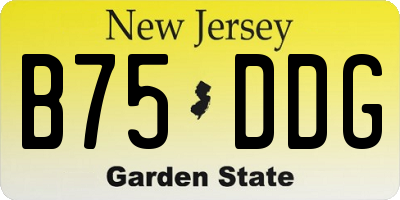 NJ license plate B75DDG