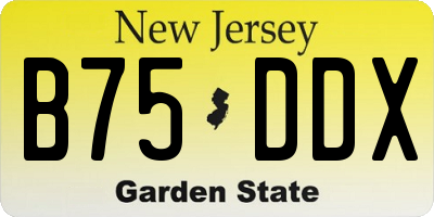NJ license plate B75DDX