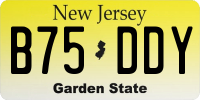 NJ license plate B75DDY