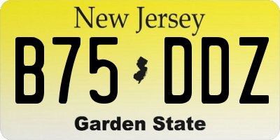 NJ license plate B75DDZ
