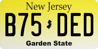NJ license plate B75DED
