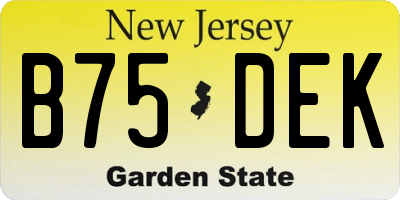 NJ license plate B75DEK