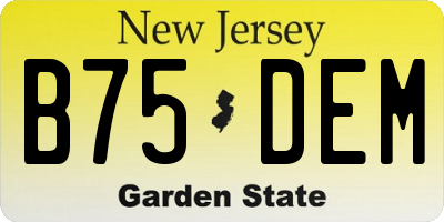 NJ license plate B75DEM