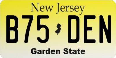 NJ license plate B75DEN