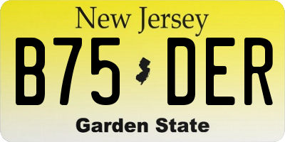 NJ license plate B75DER