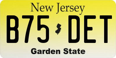 NJ license plate B75DET