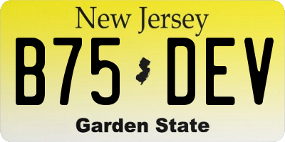 NJ license plate B75DEV