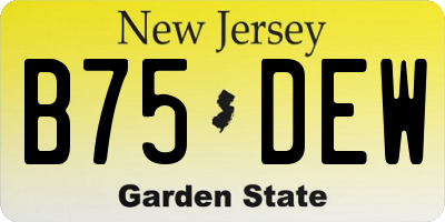 NJ license plate B75DEW