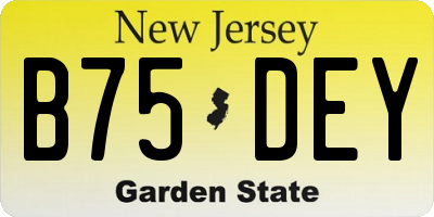NJ license plate B75DEY