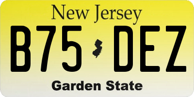 NJ license plate B75DEZ