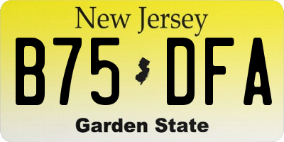 NJ license plate B75DFA