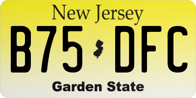 NJ license plate B75DFC