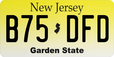 NJ license plate B75DFD