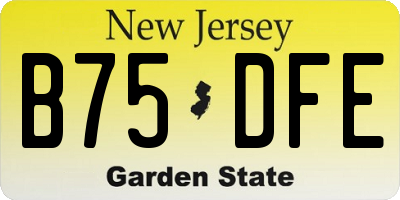 NJ license plate B75DFE