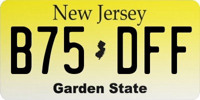 NJ license plate B75DFF