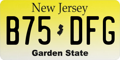 NJ license plate B75DFG