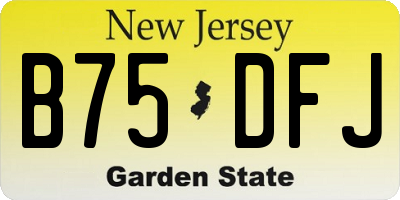 NJ license plate B75DFJ