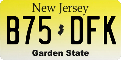 NJ license plate B75DFK