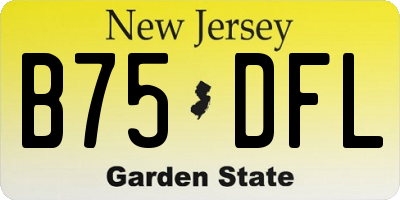 NJ license plate B75DFL