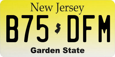 NJ license plate B75DFM
