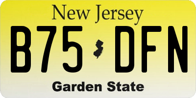 NJ license plate B75DFN