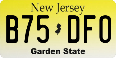 NJ license plate B75DFO