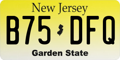 NJ license plate B75DFQ