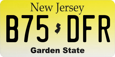 NJ license plate B75DFR
