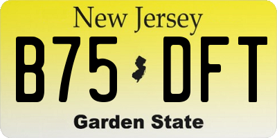NJ license plate B75DFT