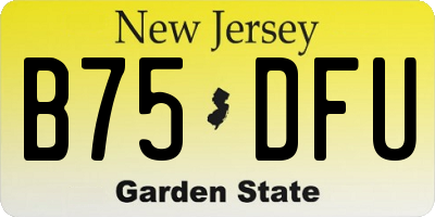NJ license plate B75DFU