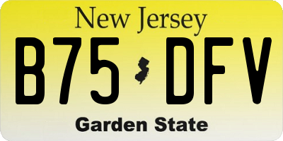 NJ license plate B75DFV
