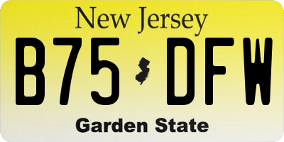 NJ license plate B75DFW