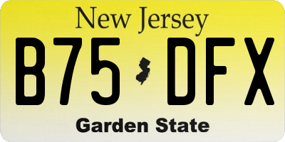 NJ license plate B75DFX