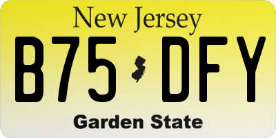 NJ license plate B75DFY