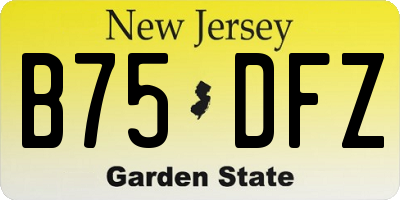 NJ license plate B75DFZ